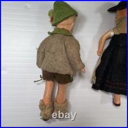 Antique German All Bisque Jointed Dollhouse 4 Collectible Dolls Lot of 5