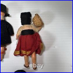 Antique German All Bisque Jointed Dollhouse 4 Collectible Dolls Lot of 5