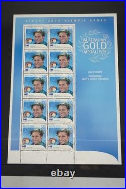 Australian Olympic Gold Medallist 2004 Collection Of 17 Stamp Sheets All Mint