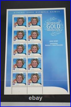 Australian Olympic Gold Medallist 2004 Collection Of 17 Stamp Sheets All Mint