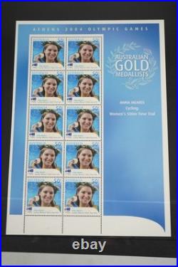 Australian Olympic Gold Medallist 2004 Collection Of 17 Stamp Sheets All Mint