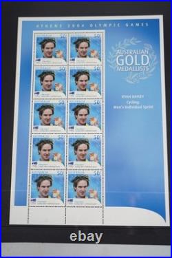 Australian Olympic Gold Medallist 2004 Collection Of 17 Stamp Sheets All Mint
