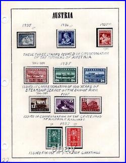 Austria 1934-1952 Collection Of 180 Stamps All Mint In Hingless Mounts