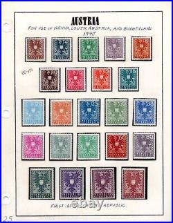 Austria 1934-1952 Collection Of 180 Stamps All Mint In Hingless Mounts