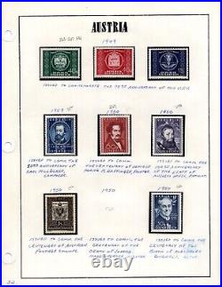 Austria 1934-1952 Collection Of 180 Stamps All Mint In Hingless Mounts