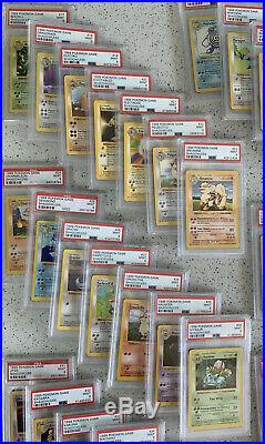 Base Set Shadowless Non Holo Set 17-102 Both Pikachu 87 Cards all PSA 9 Mint