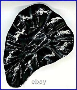 Black and White Enamel Pewter Oyster Shaped Plate Serving dish Tray 12 Lot Of 4