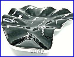 Black and White Enamel Pewter Oyster Shaped Plate Serving dish Tray 12 Lot Of 4