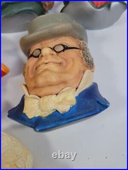 Bossons Chalkware Heads Lot of 6Group Set Pickwick, Mr. Bubbles, Bill Sykes
