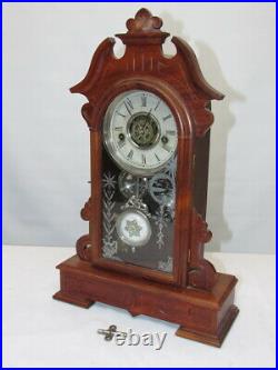 C1800s WATERBURY PARLOR MANTEL CLOCK & ALARM ALL ORIGINAL RUNS GREAT NEAR MINT