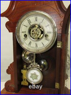 C1800s WATERBURY PARLOR MANTEL CLOCK & ALARM ALL ORIGINAL RUNS GREAT NEAR MINT