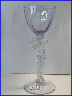 CAMBRIDGE GLASS NUDE LADY Statuesque Claret Glasses (6) With Original Box MINT