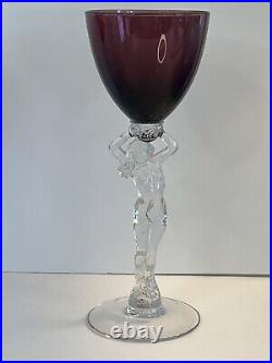 CAMBRIDGE GLASS NUDE LADY Statuesque Claret Glasses (6) With Original Box MINT