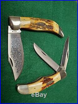 Case Stag Blue Scroll Set of 8. All knives are mint, unused with factory edge