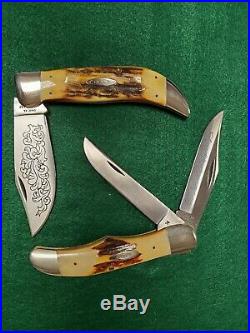 Case Stag Blue Scroll Set of 8. All knives are mint, unused with factory edge