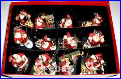 Coca-Cola Santa Ornament Collection Of 12 `1999, Danbury Mint WithCOA- ALL PERFECT