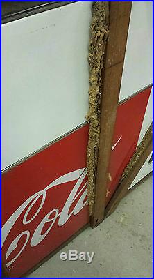 Coca Cola large 2 sided porcelain sign all original in original crate near mint
