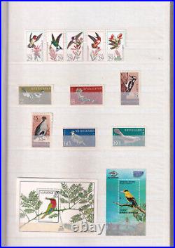 Collection Of Birds Stamps From Different Countries In Stock Book All Mnh