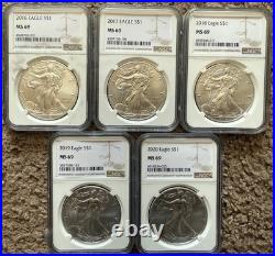 Complete 1986-2020 American Silver Eagle Collection Set All 35 Coins NGC MS69