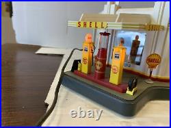 DANBURY MINT VINTAGE SHELL GAS SERVICE STATION CLOCK DIORAMA DISPLAY all workin