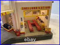 DANBURY MINT VINTAGE SHELL GAS SERVICE STATION CLOCK DIORAMA DISPLAY all workin