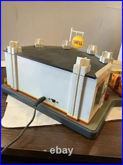 DANBURY MINT VINTAGE SHELL GAS SERVICE STATION CLOCK DIORAMA DISPLAY all workin