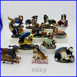 Danbury Mint Border Collie Dogs Perpetual Calendar Monthly 12 Figurines Lassie