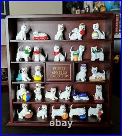 Danbury Mint Purely Westies Collection. 25 Dog Mini Figurines with Display Case