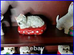 Danbury Mint Purely Westies Collection. 25 Dog Mini Figurines with Display Case