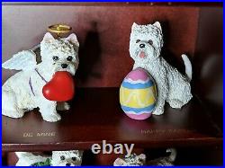 Danbury Mint Purely Westies Collection. 25 Dog Mini Figurines with Display Case