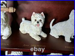 Danbury Mint Purely Westies Collection. 25 Dog Mini Figurines with Display Case