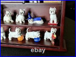 Danbury Mint Purely Westies Collection. 25 Dog Mini Figurines with Display Case