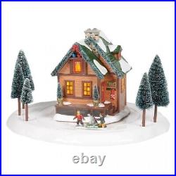 Dept 56 Lot of 2 Animated WINTER WONDERLAND CABIN + WOODLAND STANDOFF Snow D56