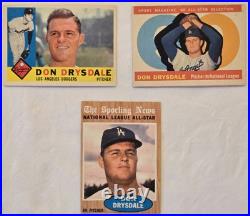 Don Drysdale Topps Baseball Card Lot Collection 1960 & 1961 All Star x3 Cards