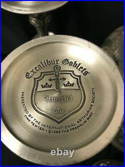 Excalibur Pewter Bowl and ALL 6 Goblets ofthe FRANKLIN MINT's LEGENDS OF CAMELOT