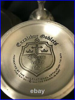Excalibur Pewter Bowl and ALL 6 Goblets ofthe FRANKLIN MINT's LEGENDS OF CAMELOT