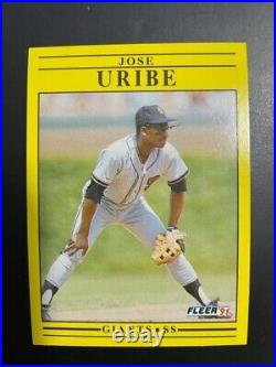 Fleer 1991 Baseball Set Including Jose Uribe Error Card #275. All in mint cond