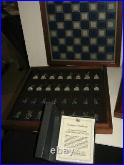 Franklin Mint CIVIL War Chess Set Excellent Early Edition Very Clean All Cards
