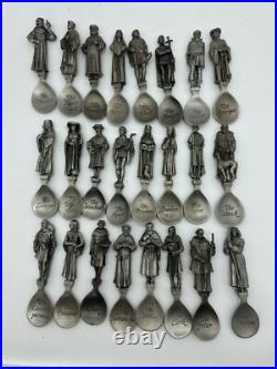 Franklin Mint Canterbury Tales Spoon Collection All 24 Set Pewter Figures Rare