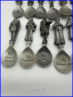 Franklin Mint Canterbury Tales Spoon Collection All 24 Set Pewter Figures Rare