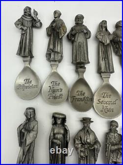 Franklin Mint Canterbury Tales Spoon Collection All 24 Set Pewter Figures Rare