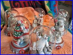 Franklin Mint Coca Cola Polar Bear Glass Globes (6). Rare Find! All Mint! WOW