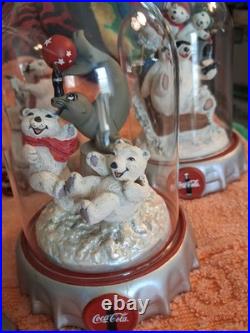 Franklin Mint Coca Cola Polar Bear Glass Globes (6). Rare Find! All Mint! WOW