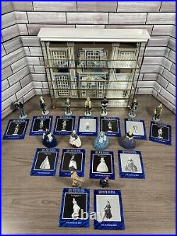 Franklin Mint Gone With The Wind Miniature Figurines (13) With Display Shelf