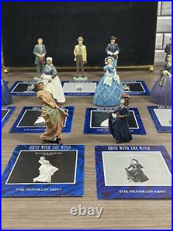 Franklin Mint Gone With The Wind Miniature Figurines (13) With Display Shelf