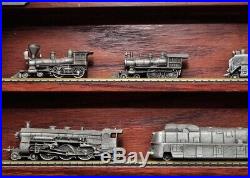 Franklin Mint Pewter Train Set With Case COA For All 25 Trains 10 Stamps Included