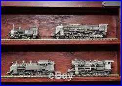 Franklin Mint Pewter Train Set With Case COA For All 25 Trains 10 Stamps Included