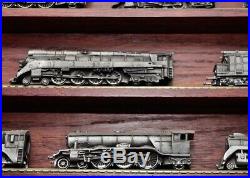 Franklin Mint Pewter Train Set With Case COA For All 25 Trains 10 Stamps Included