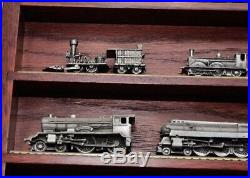 Franklin Mint Pewter Train Set With Case COA For All 25 Trains 10 Stamps Included