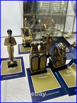 Franklin Mint Treasures of Tutankhamun 12-piece set with display case, 1989